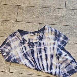 Blue and White Tie-Dye Women's Top